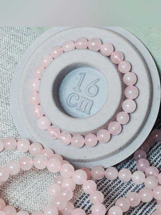 Jewelry - Rose Quartz Beaded Stretch Bracelet |  Natural Stone Quartz | Handmade| 8mm